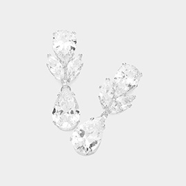 Teardrop CZ Stone Dangle Evening Earrings