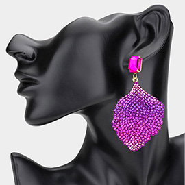 Rhinestone Embellished Leaf Dangle Earrings