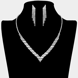 Rhinestone Paved V Shaped Necklace