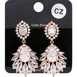 Multi CZ Stone Cluster Dangle Evening Earrings