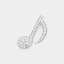 Rhinestone Paved Musical Note Pin Brooch