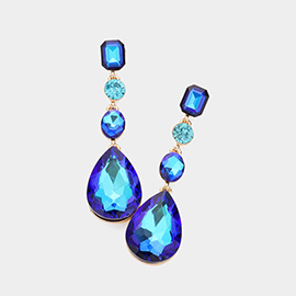 Teardrop Crystal Stone Accented Evening Earrings