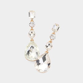 Teardrop Crystal Stone Accented Evening Earrings