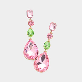 Teardrop Crystal Stone Accented Evening Earrings