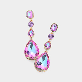 Teardrop Crystal Stone Accented Evening Earrings