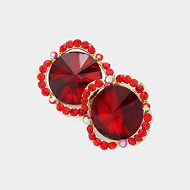 Round Crystal Stone Accented Evening Earrings