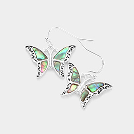 Abalone Butterfly Dangle Earrings