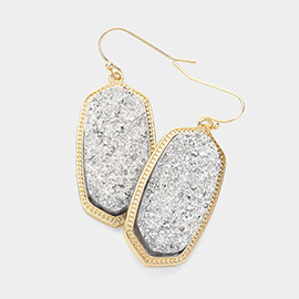 Hexagon Druzy Dangle Earrings