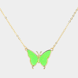 Butterfly Druzy Pendant Necklace