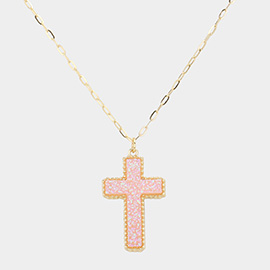 Druzy Cross Pendant Necklace