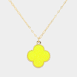 Druzy Quatrefoil Pendant Necklace