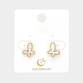 Mother Of Pearl Butterfly Stud Earrings