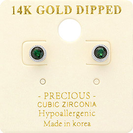 14K Gold Dipped Hypoallergenic CZ Stone Stud Earrings