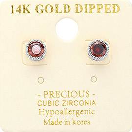 14K Gold Dipped Hypoallergenic CZ Stone Stud Earrings