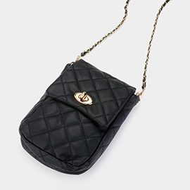 Faux Leather Quilted Mini Crossbody Bag