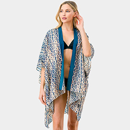 Geometric Print Kimono Poncho