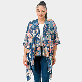 Abstract Splatter Print Kimono Poncho