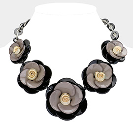 Resin Rose Station Statement Necklace