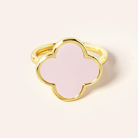 14K Gold Dipped Enamel Quatrefoil Ring