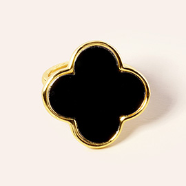 14K Gold Dipped Enamel Quatrefoil Ring