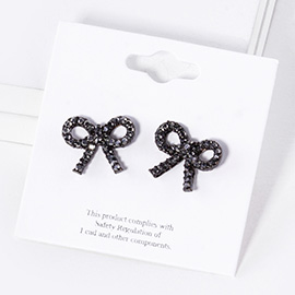 Pearl Ribbon Stud Earrings