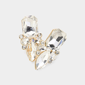 Square Marquise Stone Cluster Evening Earrings