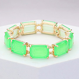 Emerald Cut Stone Stretch Evening Bracelet