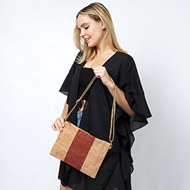 Color Block Cork Crossbody Bag