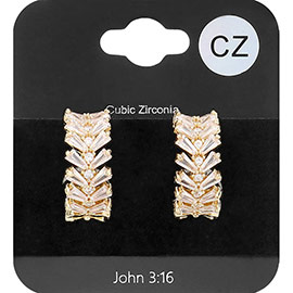 CZ Stone Cluster Embellished Evening Hoop Earrings