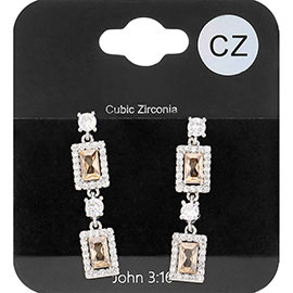 CZ Stone Cluster Dangle Evening Earrings