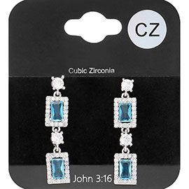 CZ Stone Cluster Dangle Evening Earrings