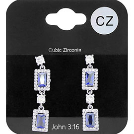 CZ Stone Cluster Dangle Evening Earrings