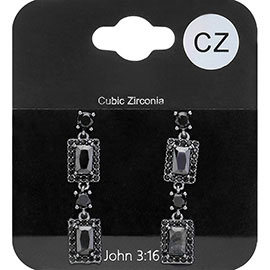 CZ Stone Cluster Dangle Evening Earrings