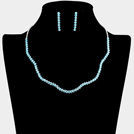 CZ Rhinestone Paved Wavy Necklace