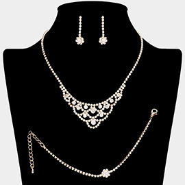 CZ Stone Paved Necklace Jewelry Set