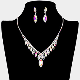 Marquise Stone Accented Rhinestone Paved Necklace