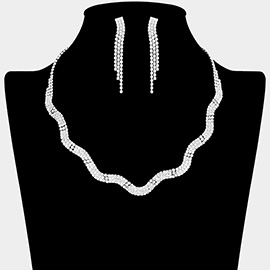 Rhinestone Paved Wavy Necklace