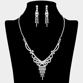 Rhinestone Paved Fringe V Shaped Necklace