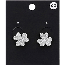 CZ Stone Paved Clover Stud Earrings