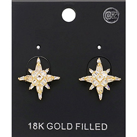 18K Gold Filled CZ Stone Paved Star Stud Earrings