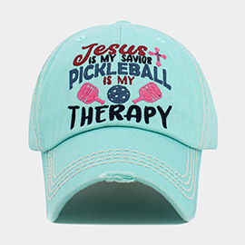 JESUS is My Savior PICKLEBALL is My Therapy Message Vintage Baseball Cap