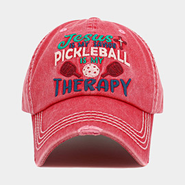 JESUS is My Savior PICKLEBALL is My Therapy Message Vintage Baseball Cap