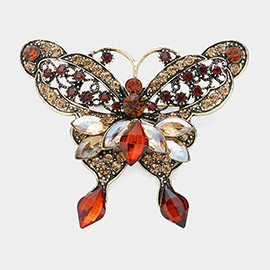 Multi Stone Embellished Butterfly Pin Brooch