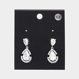 CZ Teardrop Stone Dangle Earrings