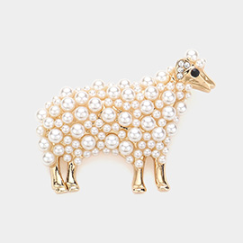 Pearl Embellished Sheep Brooch