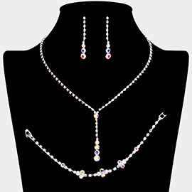 Round Stone Pointed Rhinestone Paved Necklace