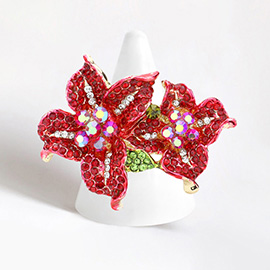 Rhinestone Crystal Bloom Flower Stretch Ring