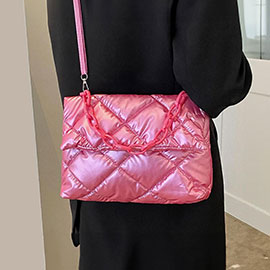 Metallic Quilted Padded Flap Shoulder Bag / Crossbody Bag