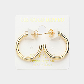 14K Gold Dipped Hypoallergenic Metal Hoop Earrings