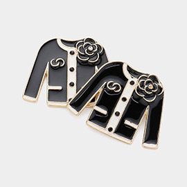 Enamel Women Jacket with Corsage Earrings